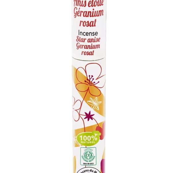 Betisoare parfumate naturale japoneze, anason stelat si geraniu, 30 buc., Aromandise