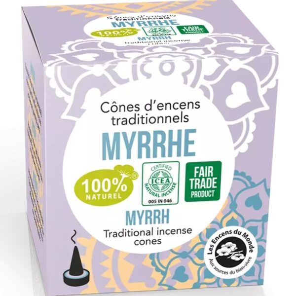 Conuri parfumate naturale - smirna, indiene, 12 buc., Aromandise