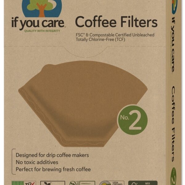 Filtre de cafea marimea 2, nealbite, fara clor, compostabile, 100buc, If You Care