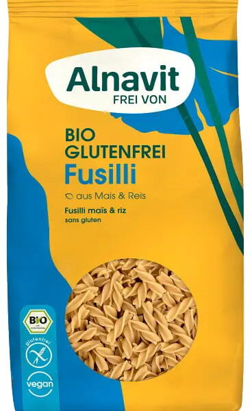 Fusilli din porumb si orez fara gluten, bio, 500g Alnavit