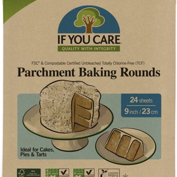 Hartie de copt rotunda, nealbita, fara clor, compostabila, 24 buc, If You Care