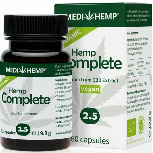 Hemp Complete Ulei de Canepa Capsule cu CBD 2,5% bio, 60 capsule Medihemp
