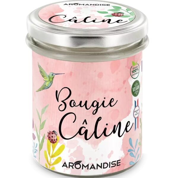 Lumanare parfumata naturala Caline (imbratisare), vegana, 150g Aromandise