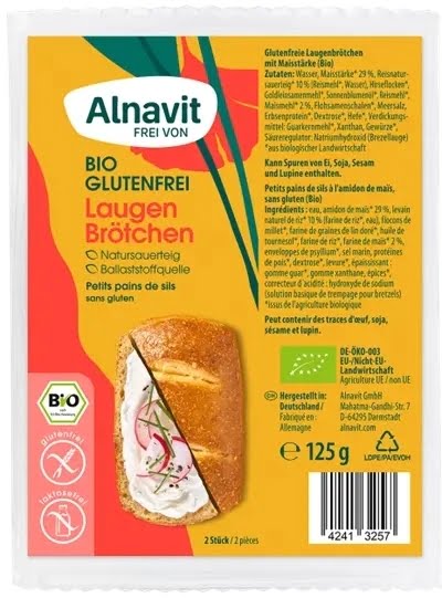 Mini baghete fara gluten, precoapte, bio, 125g, 2 buc. Alnavit
