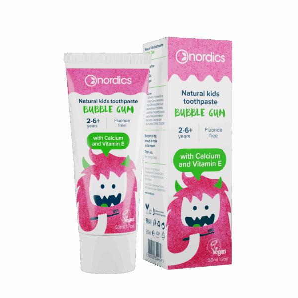 Pasta de dinti naturala pentru copii Bubble Gum 50ml Nordics