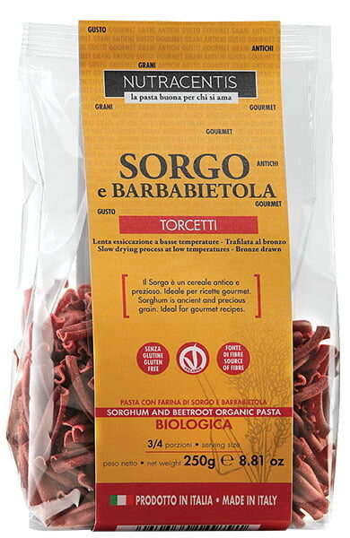 Paste cu faina de sorg si sfecla rosie bio fara gluten, 250g Nutracentis