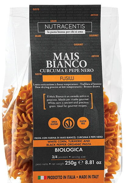 Paste din faina de porumb alb cu turmeric si piper bio fara gluten, 250g Nutracentis