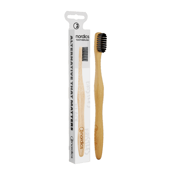 Periuta de dinti pt. adulti din bambus, GRI, Nordics