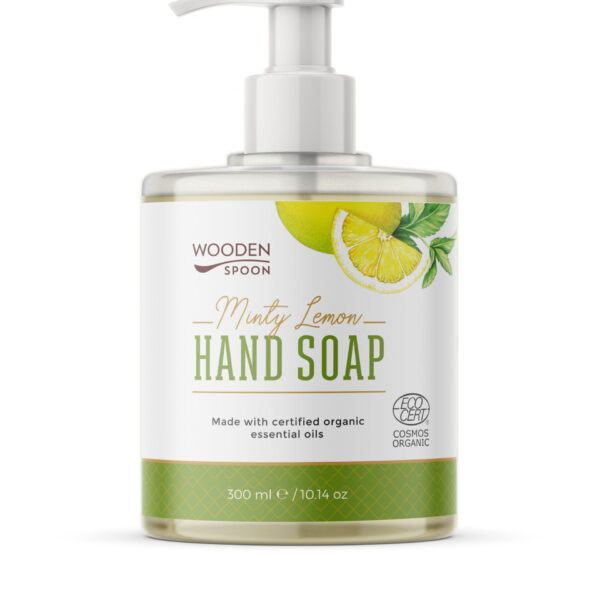 Sapun lichid pentru maini cu menta si lamaie, bio, 300ml, Wooden Spoon