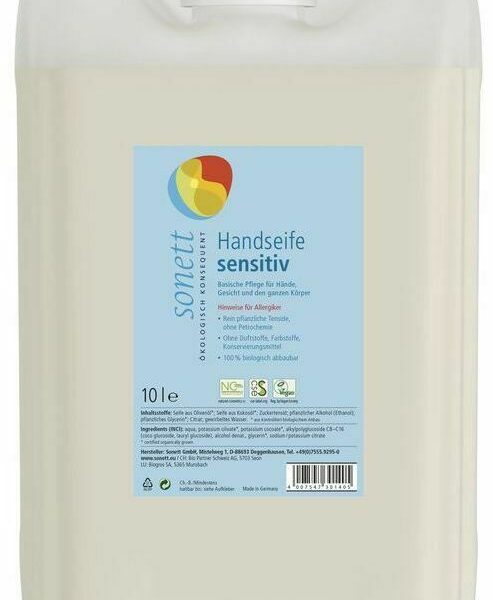 Sapun lichid - gel de dus ecologic SENSITIVE 10 L, Sonett