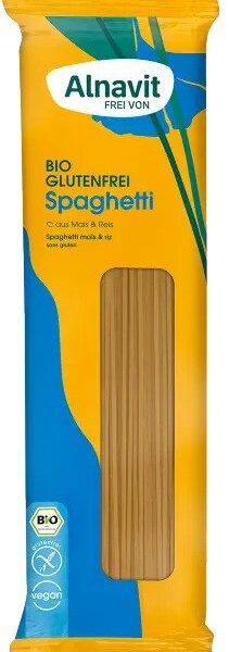Spaghetti din porumb si orez fara gluten, bio, 500g Alnavit
