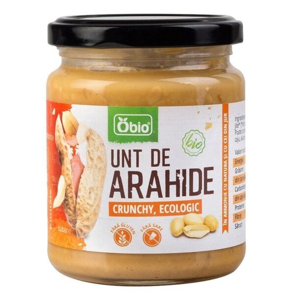 Unt de arahide crunchy bio 250g Obio