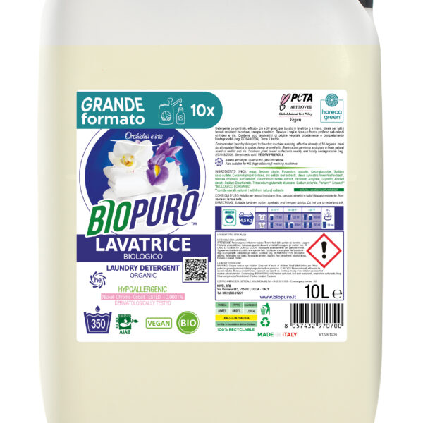 Detergent pentru rufe albe si colorate cu iris si orhidee hipoalergen ecologic 10l Biopuro