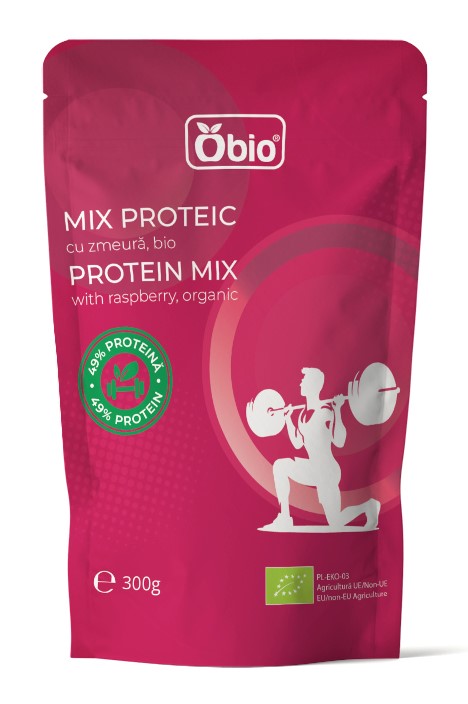 Mix proteic cu zmeura bio 300g Obio